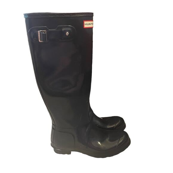Hunter Navy Blue Tall Rainboot Size 8 - Picture 1 of 10